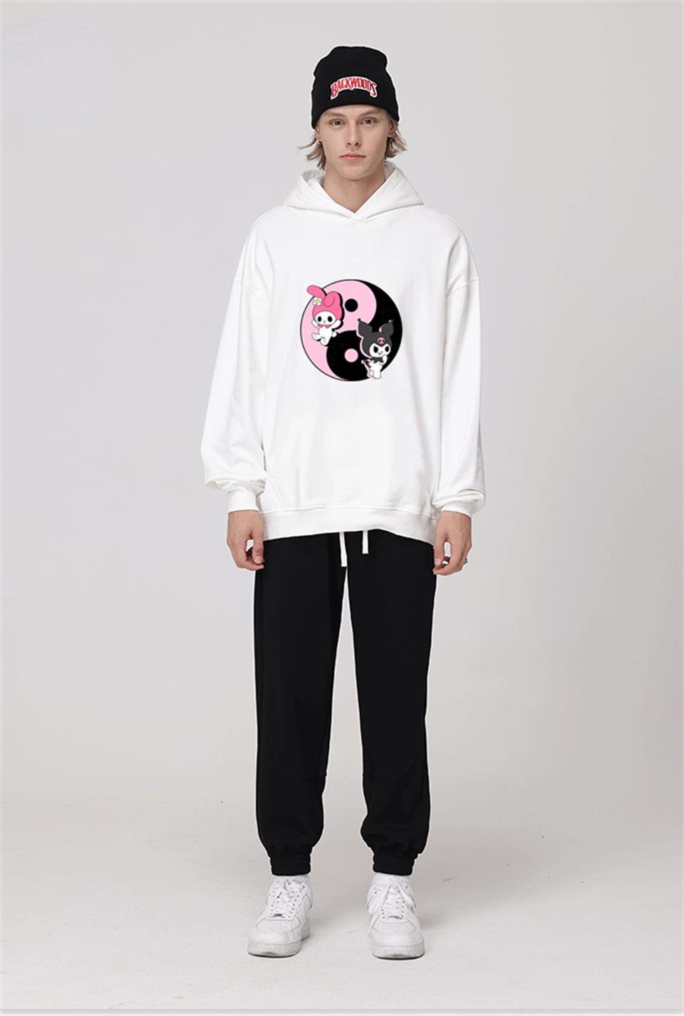 Melody & Kuromi Beyaz Kapüşonlu Sweatshirt