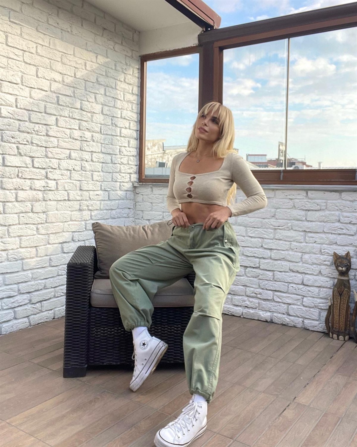 Mint Yeşil Tactical Paraşüt Kumaş Pantolon