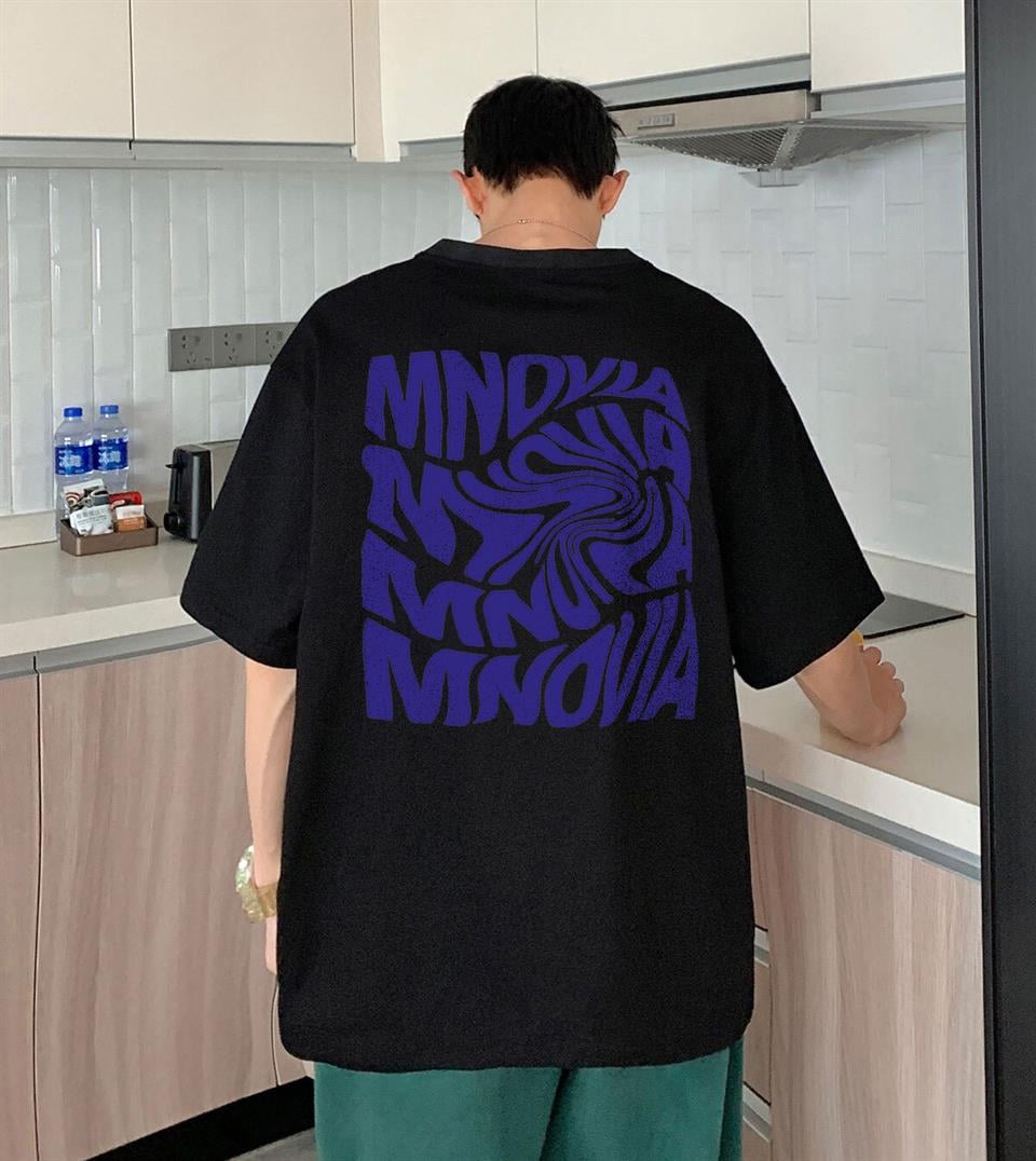Mnovia Sırt Baskılı Siyah Unisex Oversize T-shirt