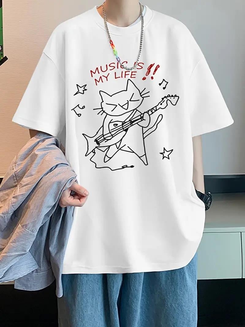 Music is My Life Unisex Beyaz Oversize T-shirt