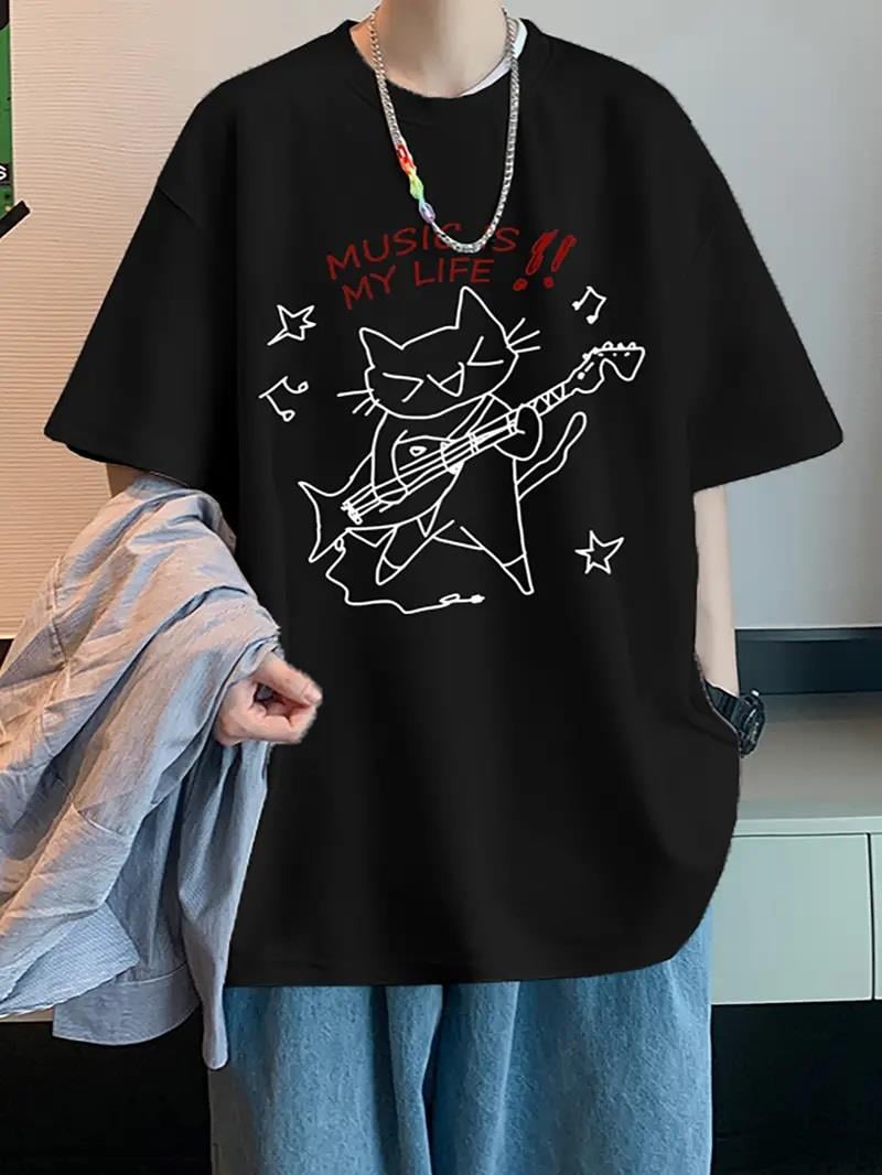 Music is My Life Unisex Siyah Oversize T-shirt