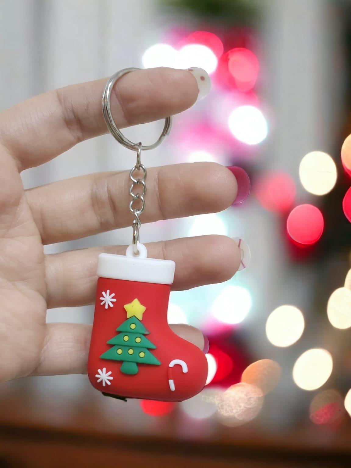 New Year Yılbaşı Çorabı Silikon Anahtarlık