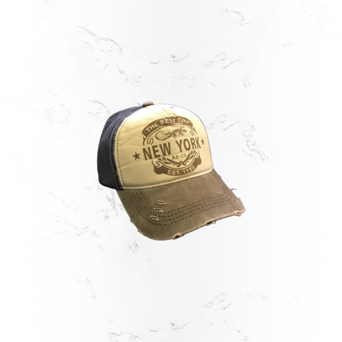 New York Baskılı Eskitme Tasarım İthal Flexi Snapback Şapka
