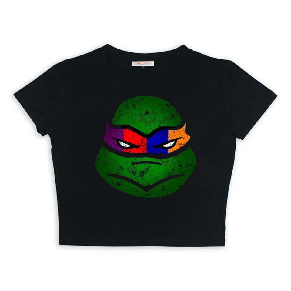 Ninja Kaplumbağa Baskılı Siyah Crop