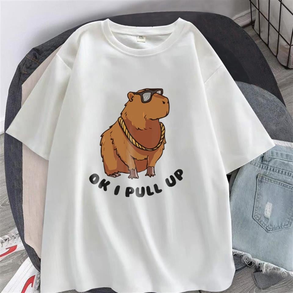 Ok I Pull Up Baskılı Beyaz Unisex Oversize T-shirt