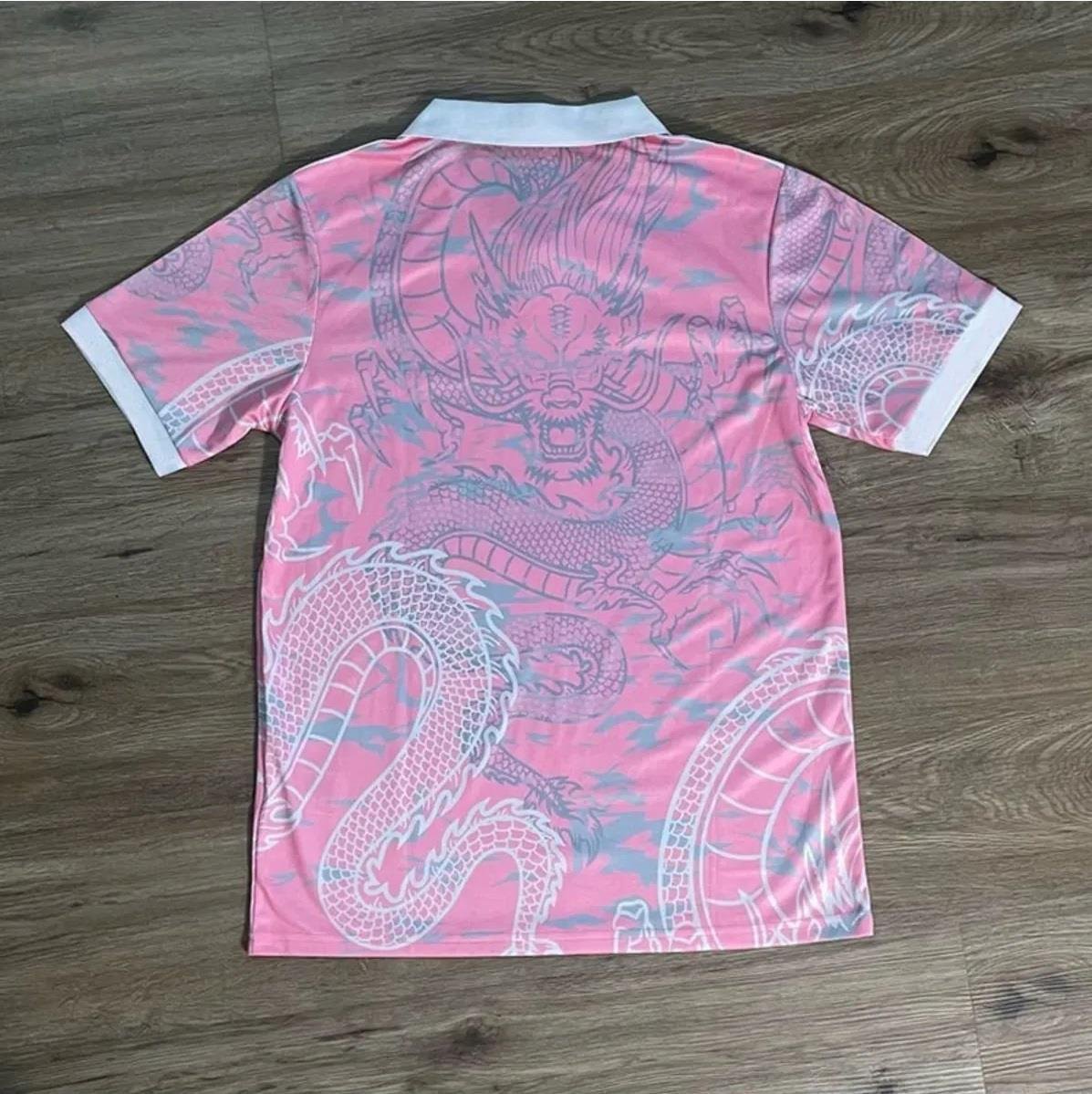 Pembe Kitty Madrid Dragon Jersey Siyah Düğmeli Yaka Forma