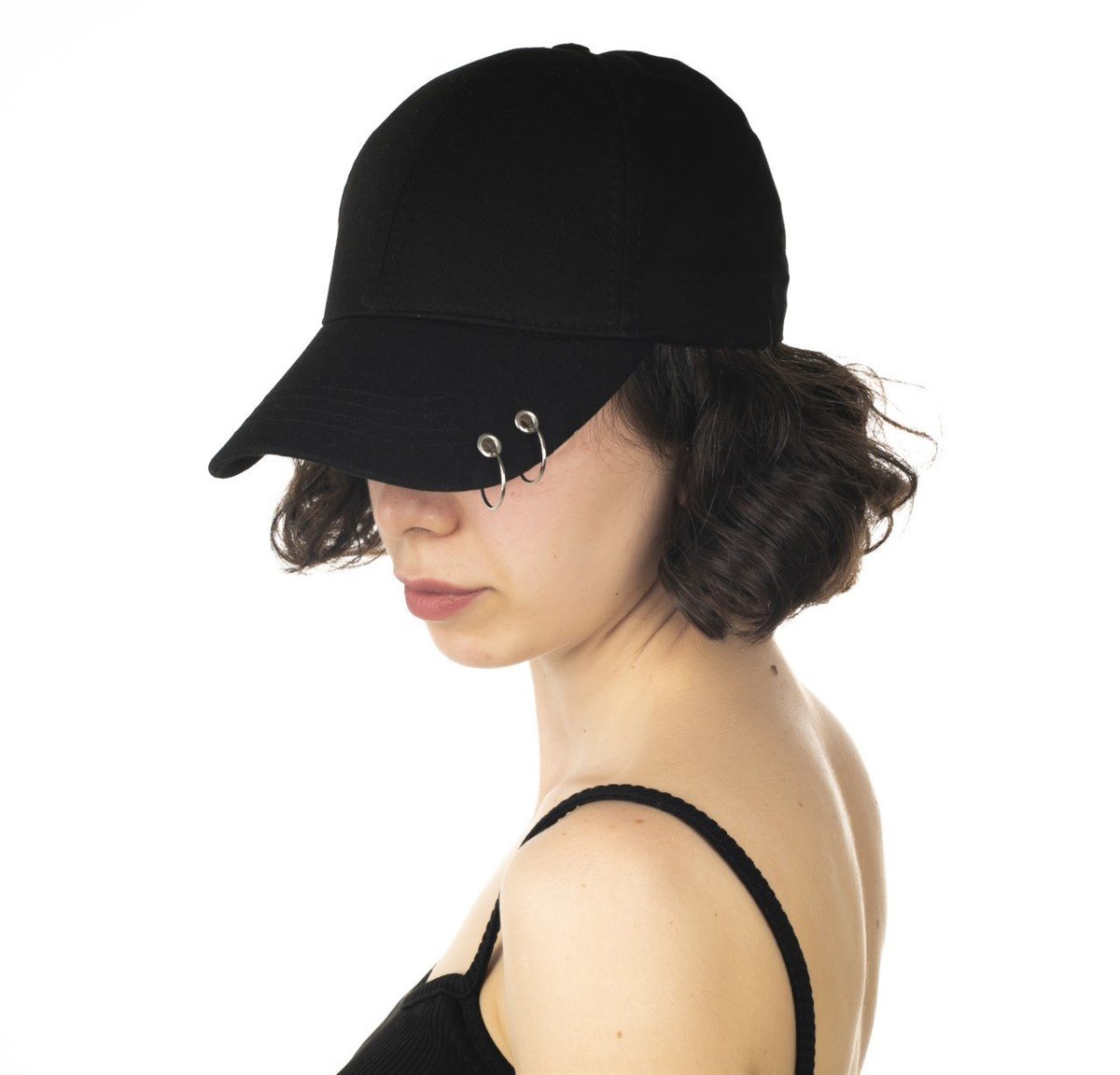 Piercingli Siyah Unisex Kep Şapka