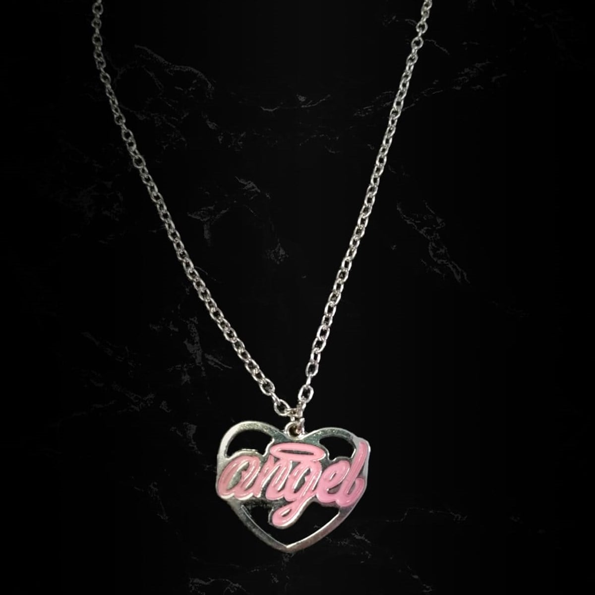 Pink Angel Heart Kolye