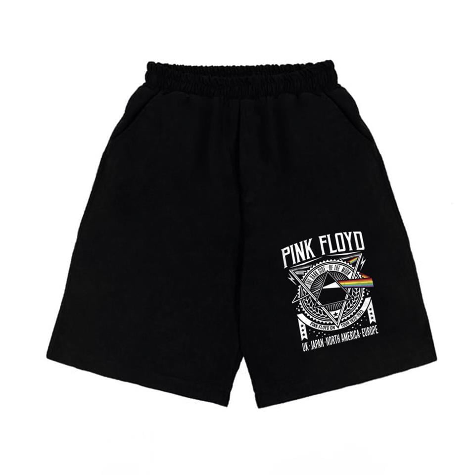 Pink Floyd Baskılı Siyah Unisex Penye Şort