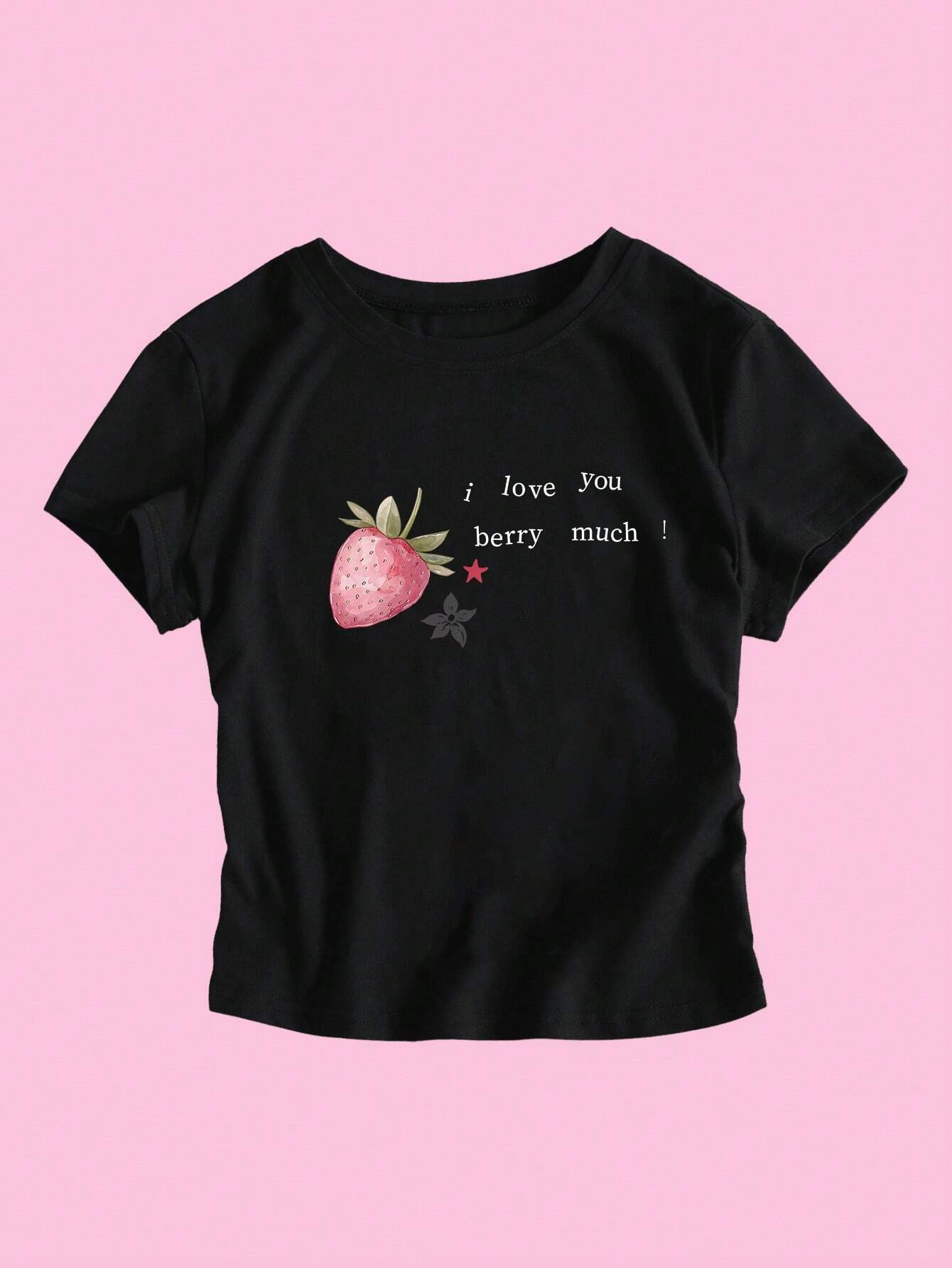 Pink Strawberry Fruit Siyah Body Crop
