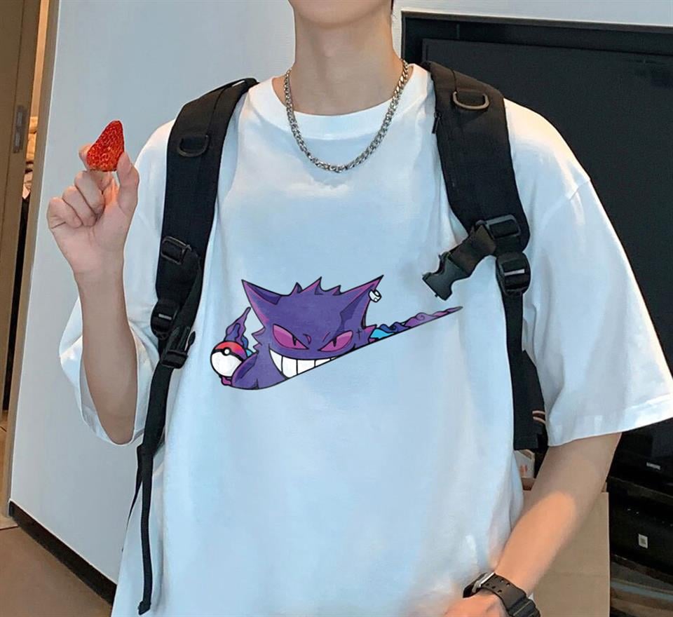 Pokemon Gengar Baskılı Beyaz Unisex Oversize T-shirt