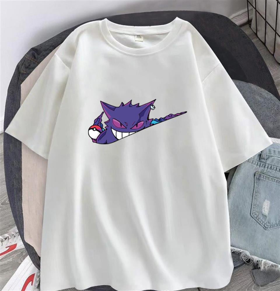 Pokemon Gengar Baskılı Beyaz Unisex Oversize T-shirt