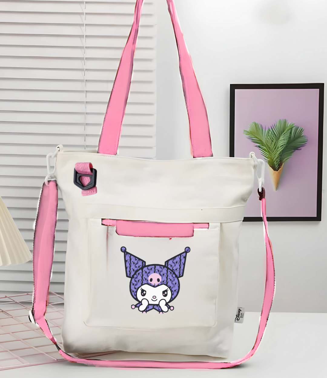 Purple Kromi Pembe Kanvas Postacı Çantası