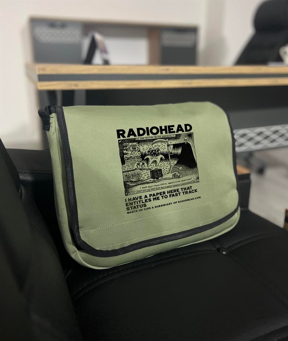 Radiohead Baskılı Unisex Yeşil Postacı Çantası
