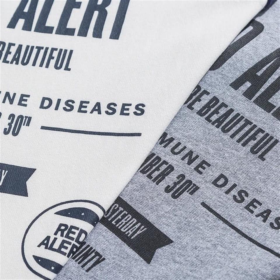 Red Alert Baskılı Fake Sleeves Reglan Kol Unisex Beyaz T-shirt