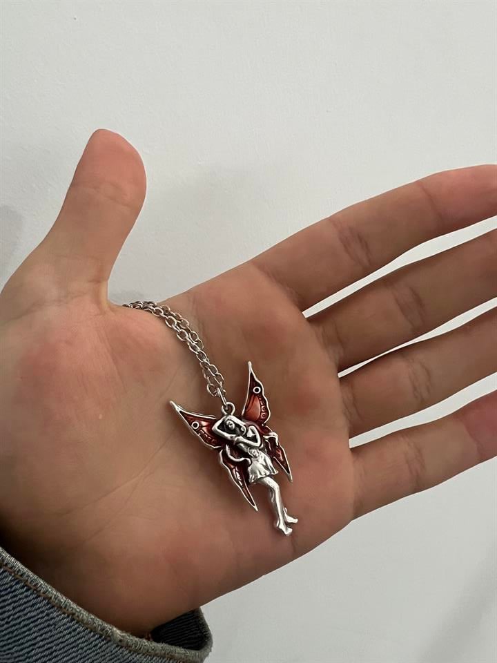 Red Winged Fairy Tasarım Unisex Kolye