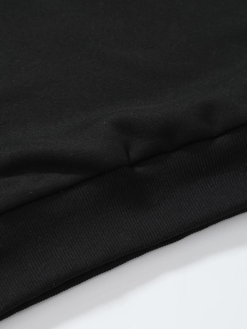 Ribbon Baskılı Siyah Unisex Oversize Bisiklet Yaka Sweatshirt
