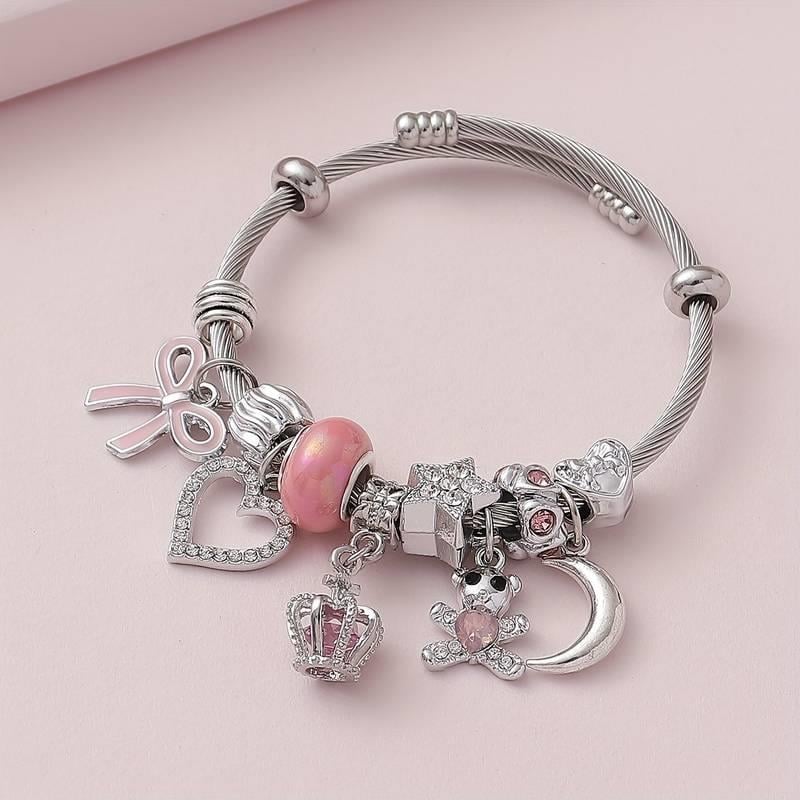 Ribbon Detalı Zirkon Charm Bileklik