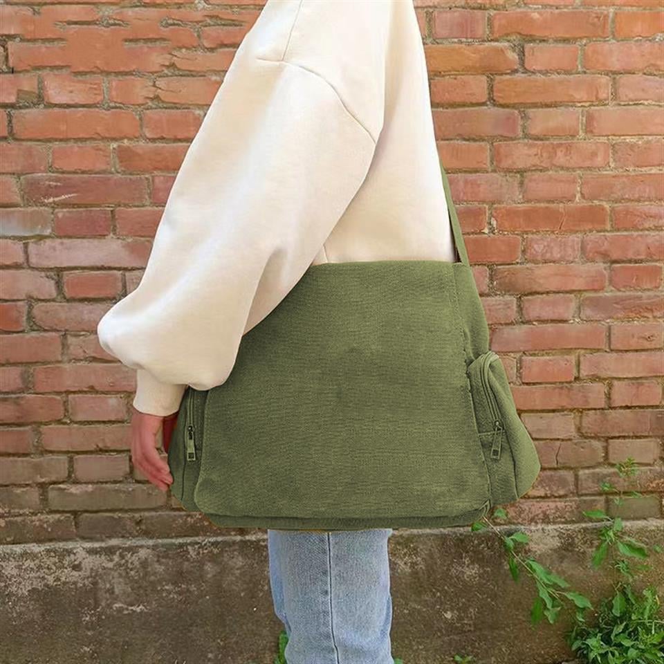 Rock Baskılı Unisex Yeşil Postacı Çantası