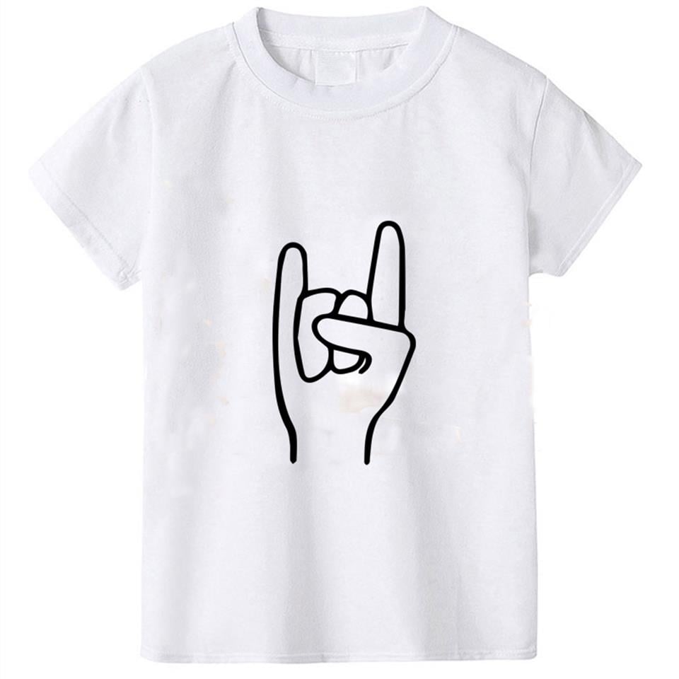 Rock Hand Baskılı Beyaz Çocuk T-shirt