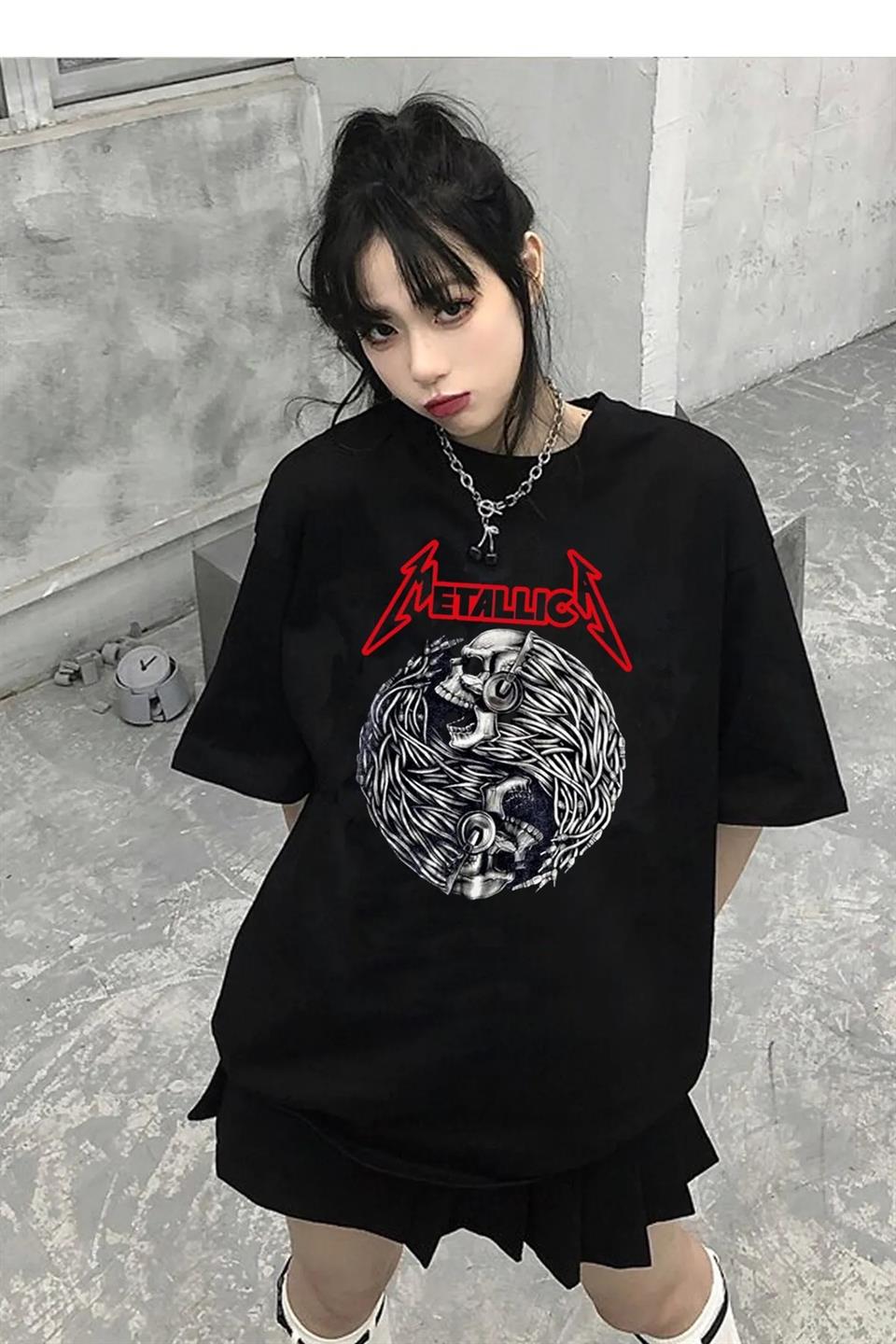 Rock Serisi Metallica Siyah Unisex Oversize T-shirt