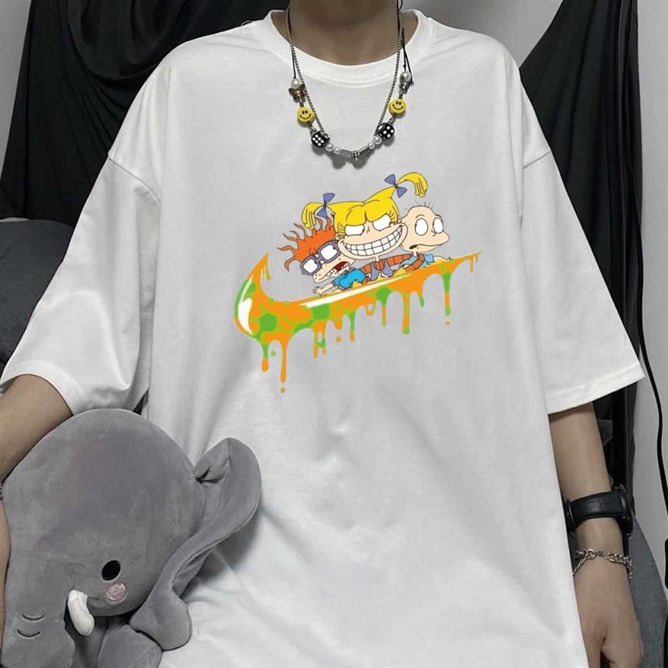 Rugrats Baskılı Beyaz Unisex Oversize T-shirt