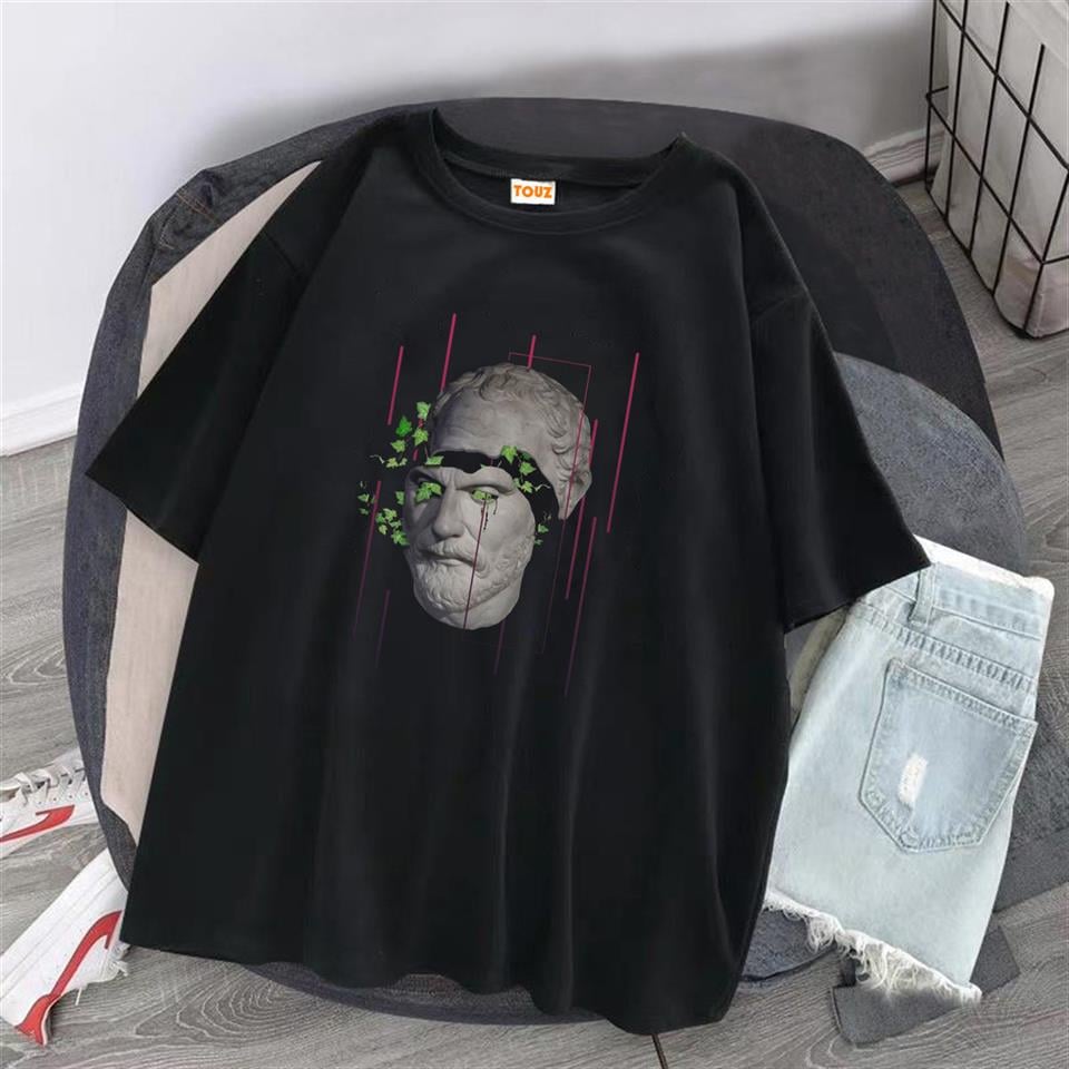 Sculpture Art & Leafs Siyah Unisex Oversize T-shirt