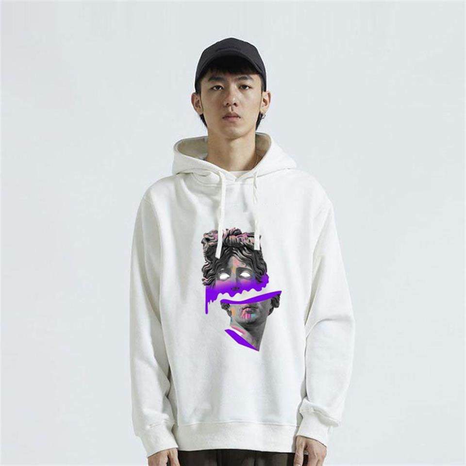 Sculpture Art Purple Beyaz Unisex Kapüşonlu Oversize Sweatshirt Hoodie