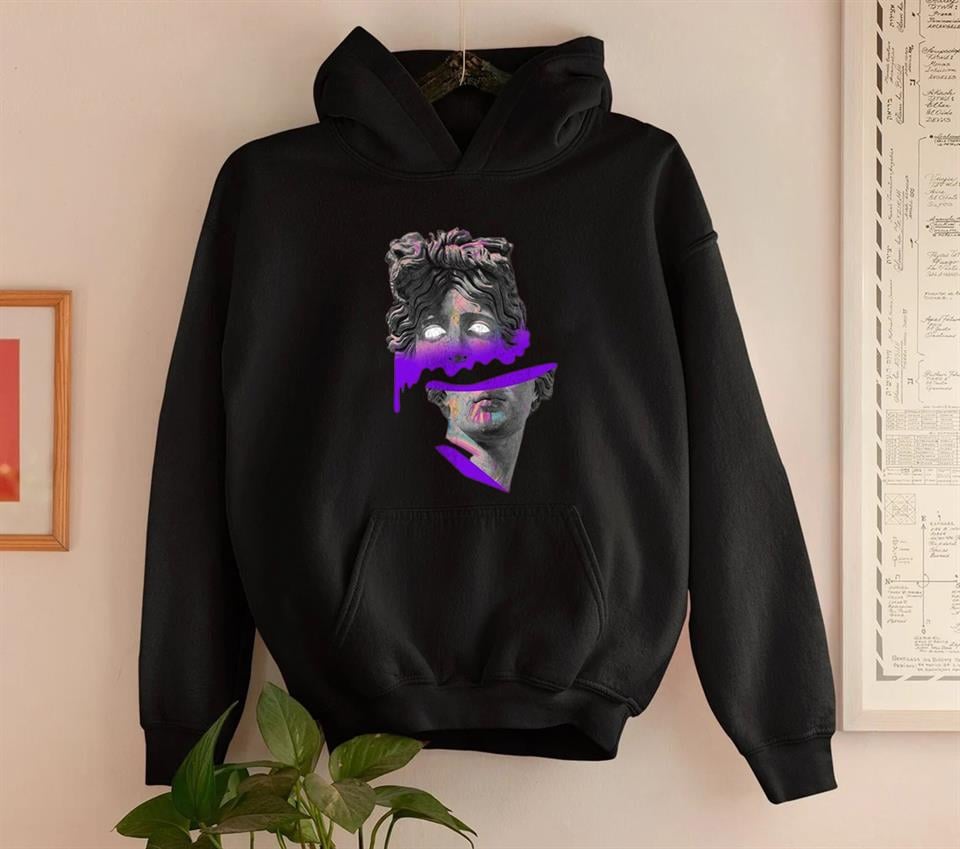 Sculpture Art Purple Siyah Unisex Kapüşonlu Oversize Sweatshirt Hoodie