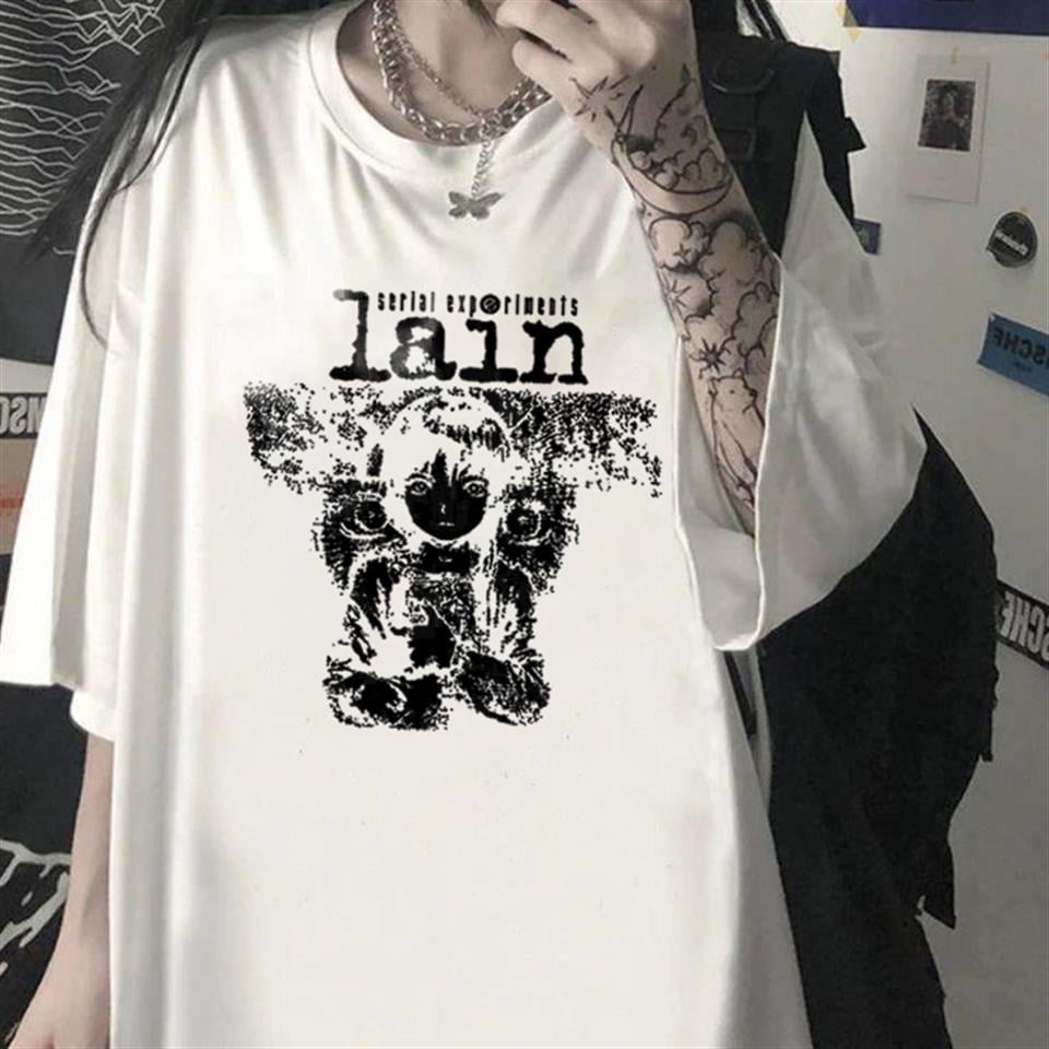 Serial Experiments Lain Beyaz Unisex Oversize T-shirt