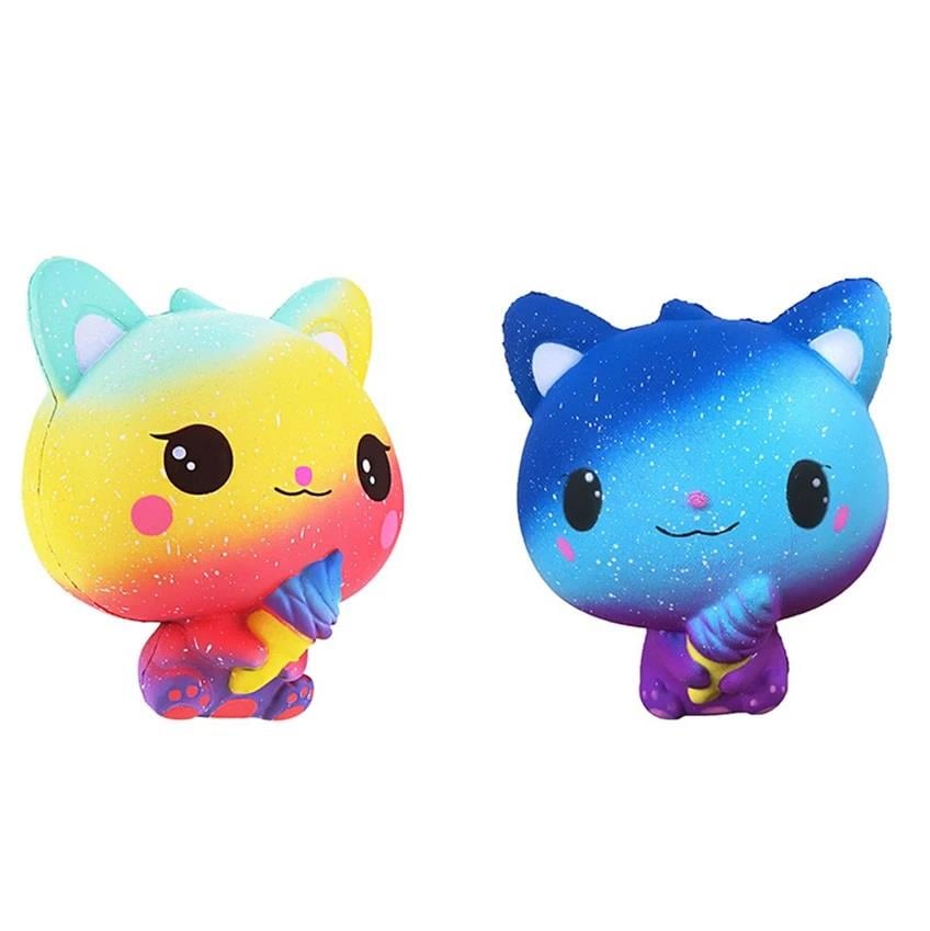 Sevimli Yumuşak Squishies Oyuncak Ponçik 2 li Kedi Sukişi Anti Stres