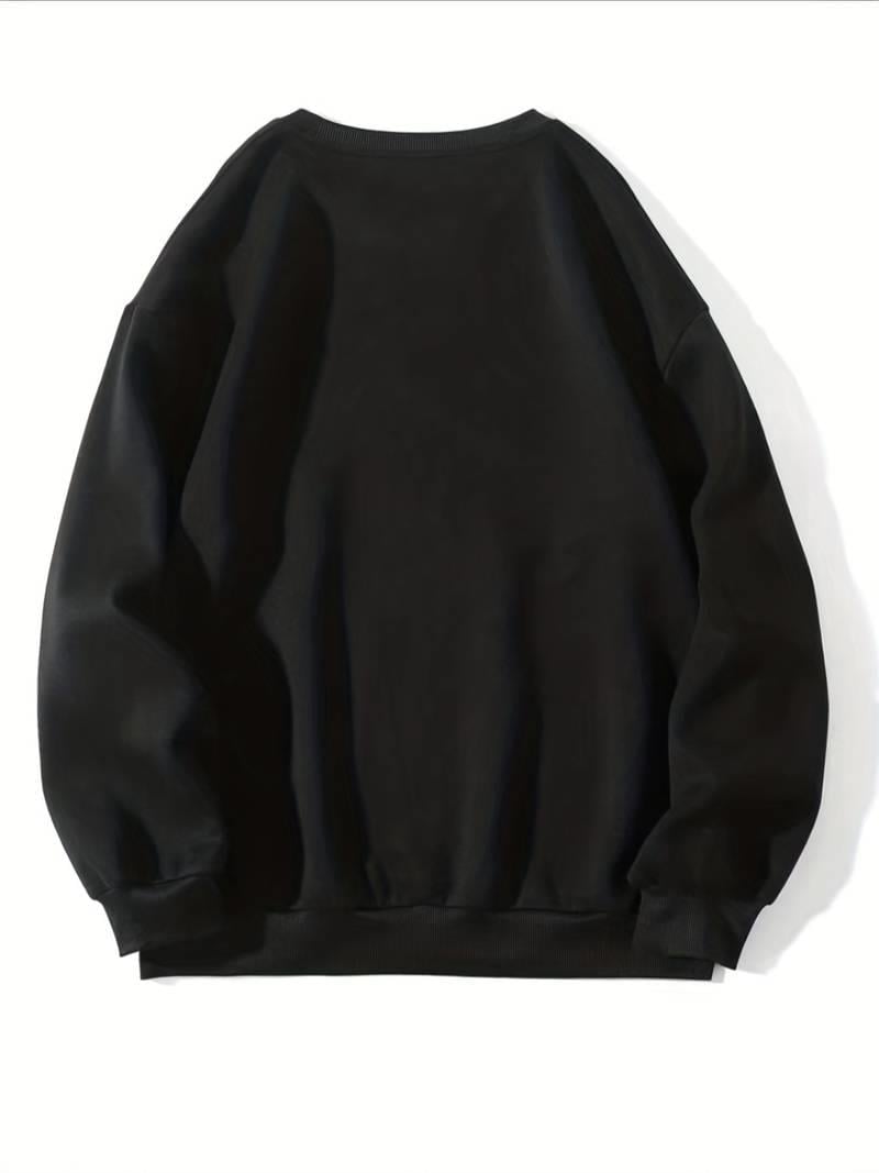 Shark Baskılı Siyah Unisex Oversize Bisiklet Yaka Sweatshirt