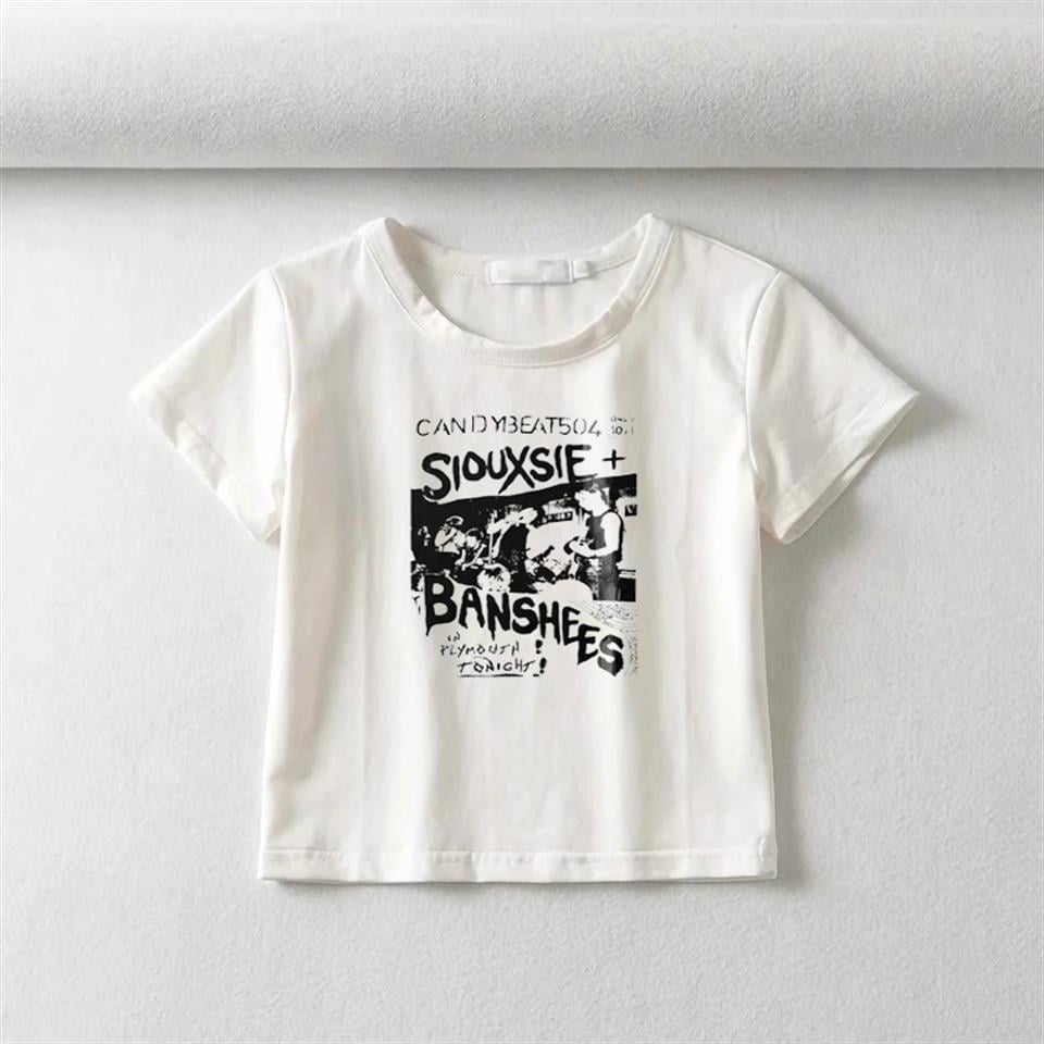 Siouxsie Banshees Baskılı Beyaz Crop