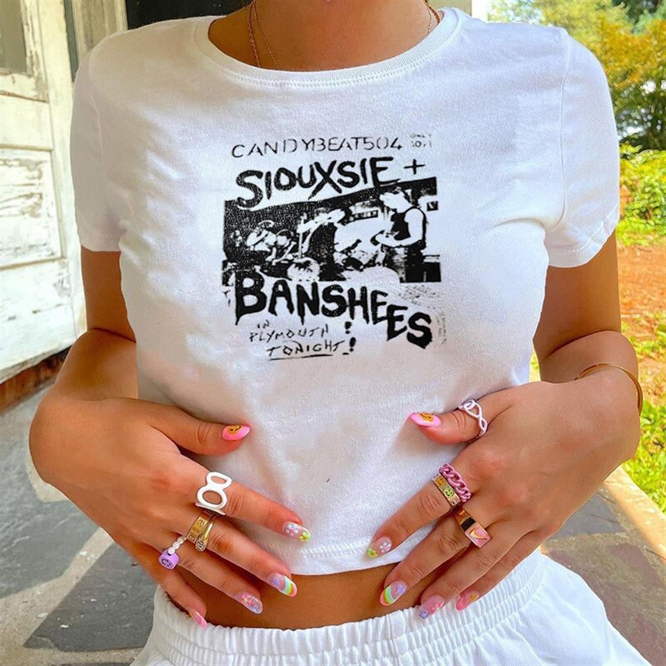 Siouxsie Banshees Baskılı Beyaz Crop