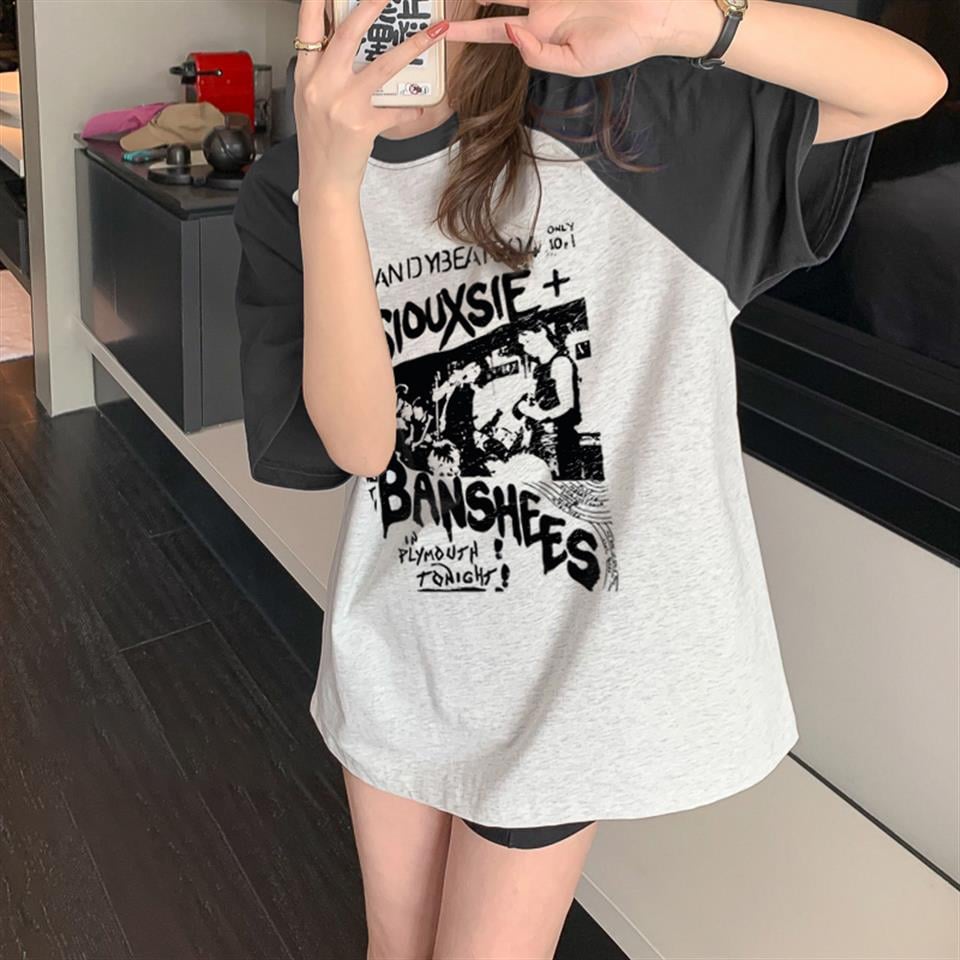 Siouxsie Banshees Baskılı Reglan Kol Gri Unisex Oversize T-shirt