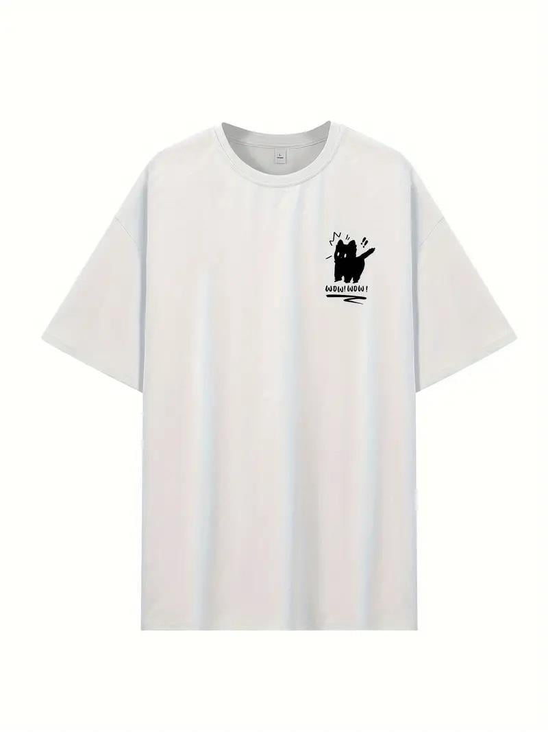 Sırt Baskılı Wow Cat Beyaz Unisex T-shirt