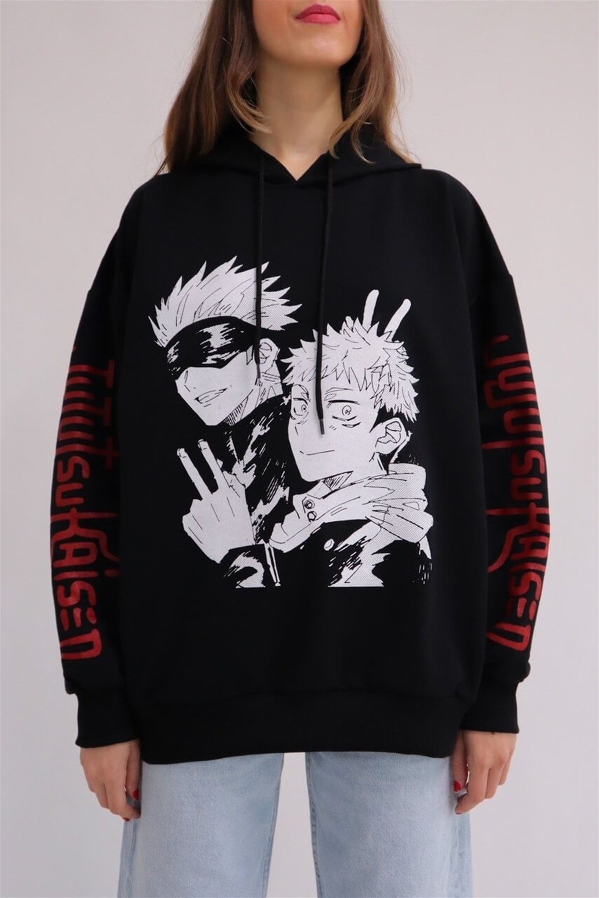 Siyah Kapüşonlu Anime Camisas De Jujutsu Kaisen Sweatshirt