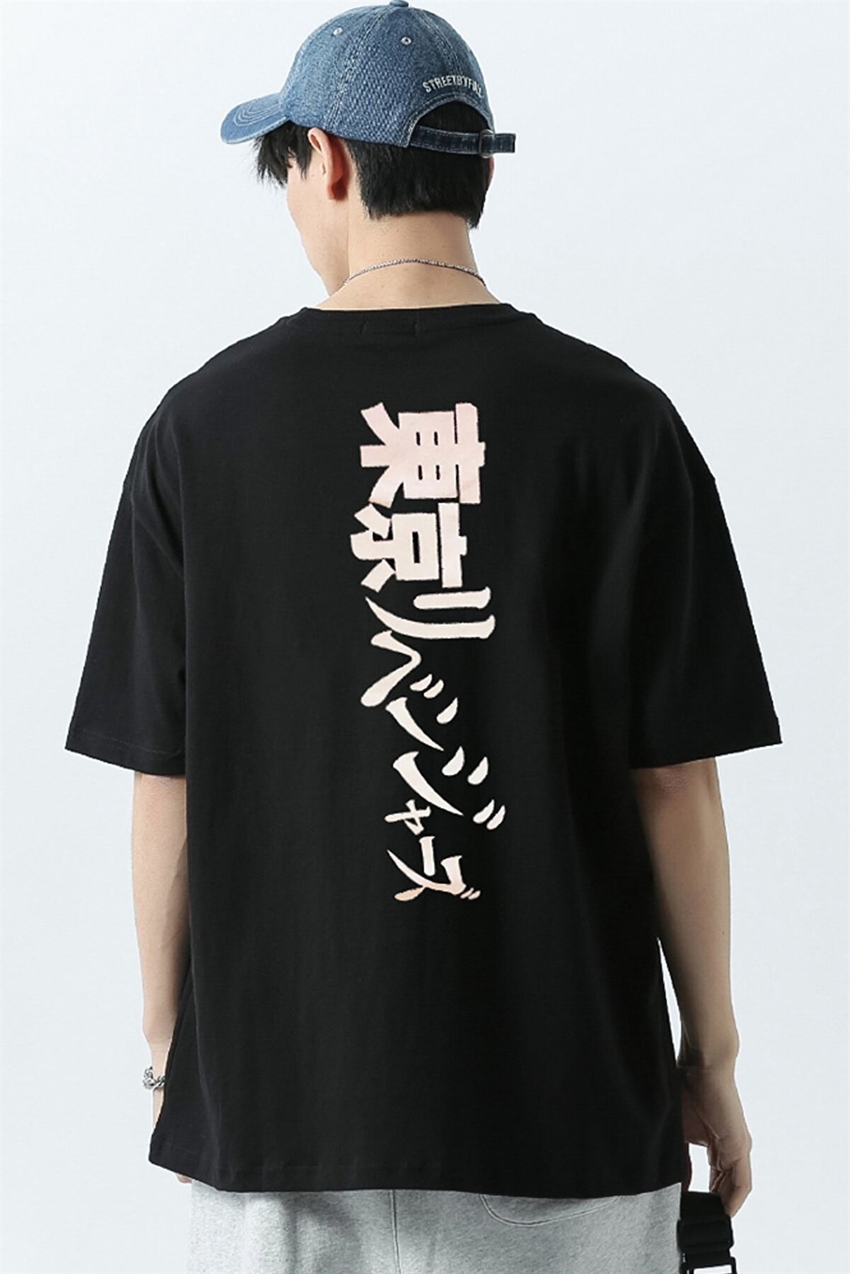 Siyah Renk Tokyo Revengers Mikey Sırt Baskı Detaylı Unisex Anime T-shirt