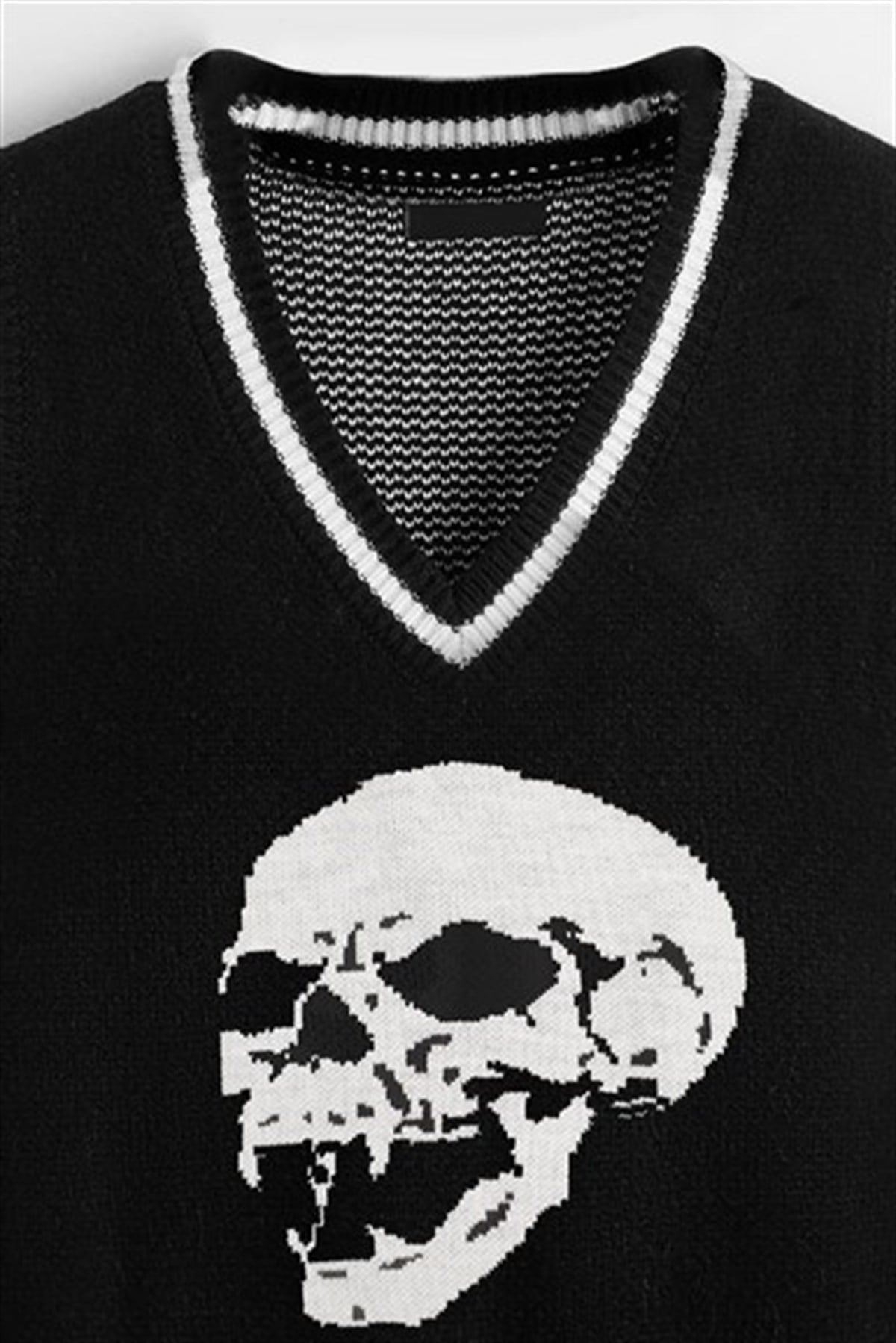 Siyah Skull Gothic Kuru Kafa Süveter