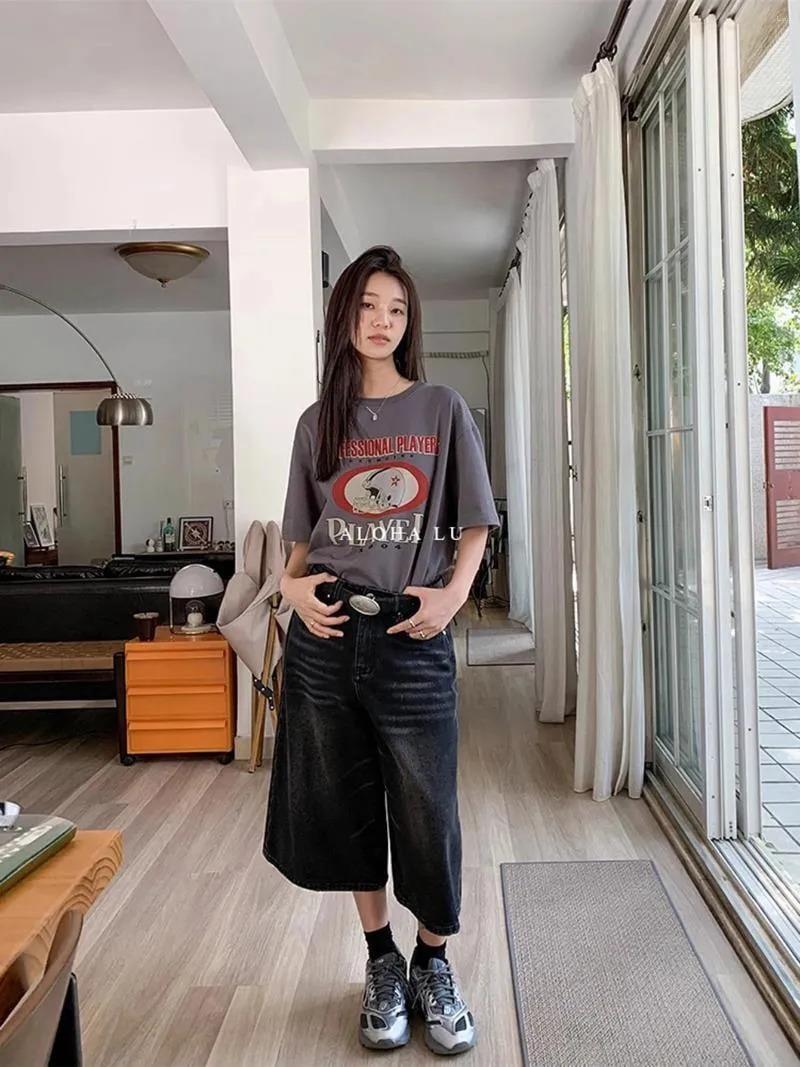 Siyah Yıkamalı Kumaş Y2K Unisex Baggy Oversize Kalıp Kot Pantolon Şort