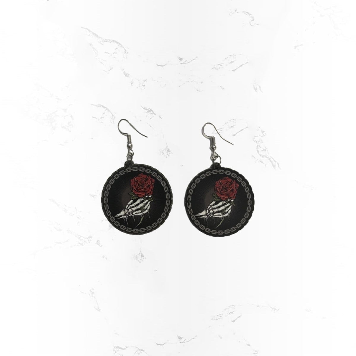 Skeleton & Rose Design Küpe