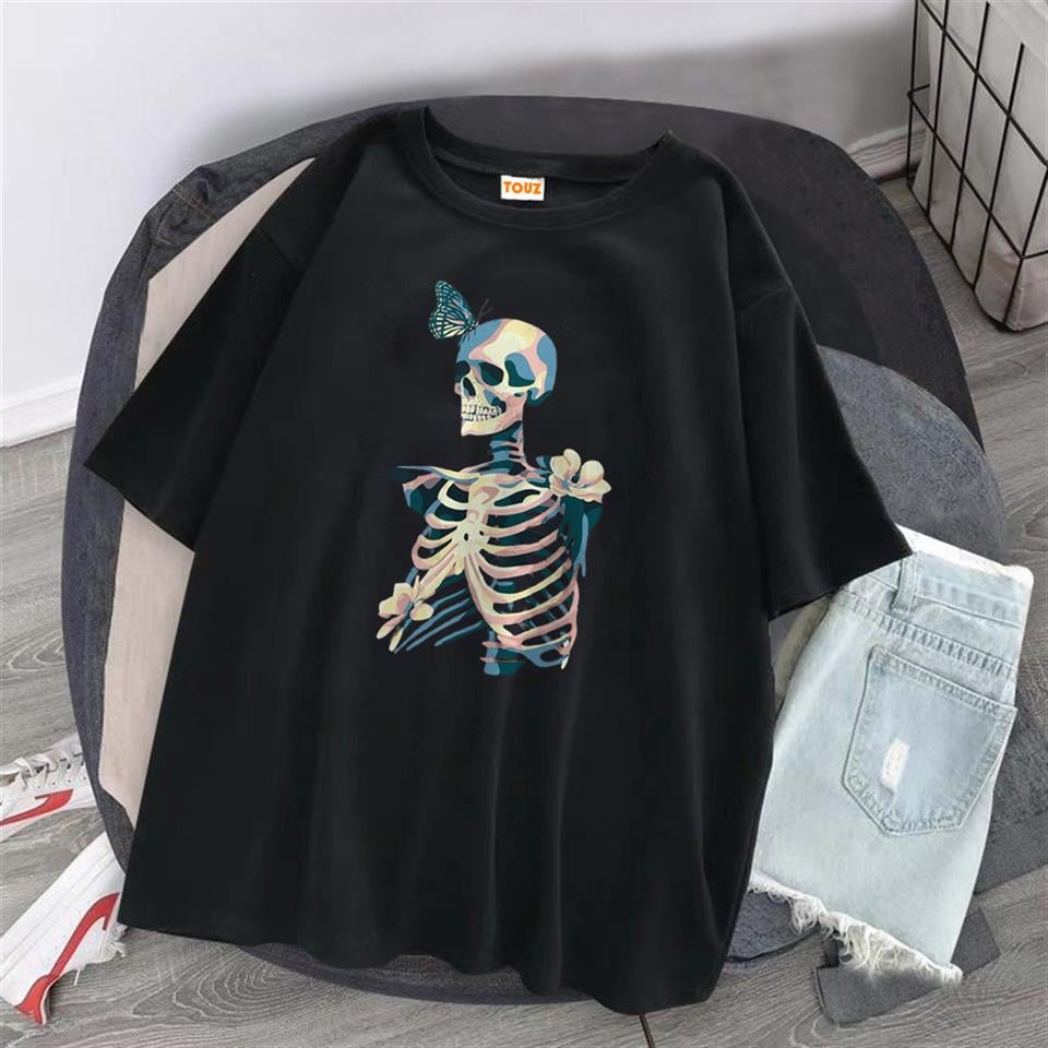Skull Butterfly Siyah Unisex Oversize T-shirt