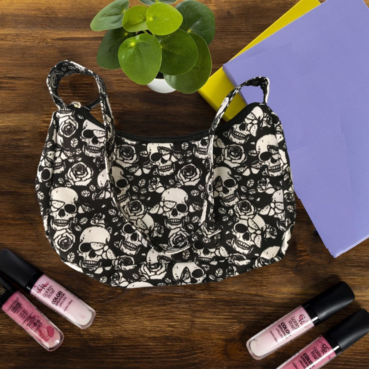 Skulls Pattern Baget Çanta