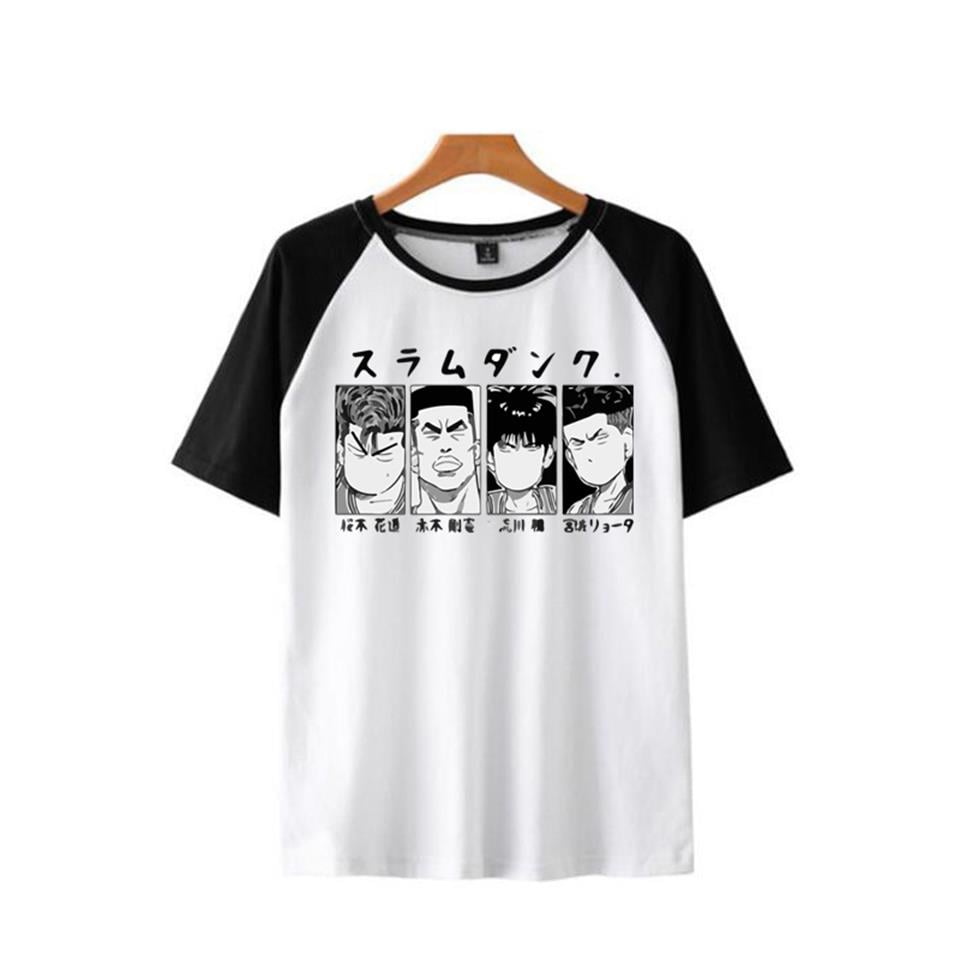 Slam Dunk Baskılı Raglan Sleeve Beyaz Unisex Oversize T-shirt