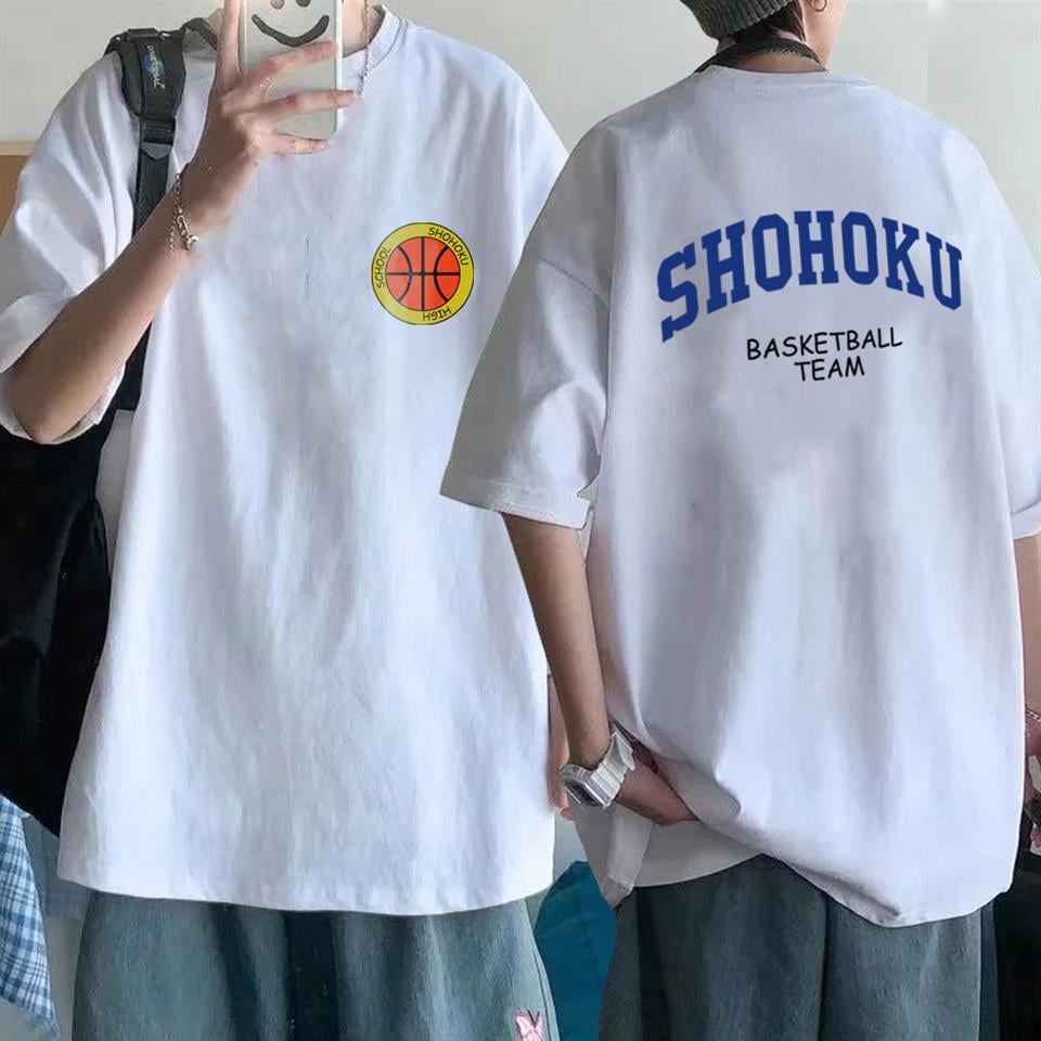 Slam Dunk Shohoku Baskılı Beyaz Unisex Oversize T-shirt