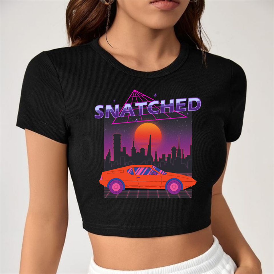 Snatched Baskılı Siyah Crop