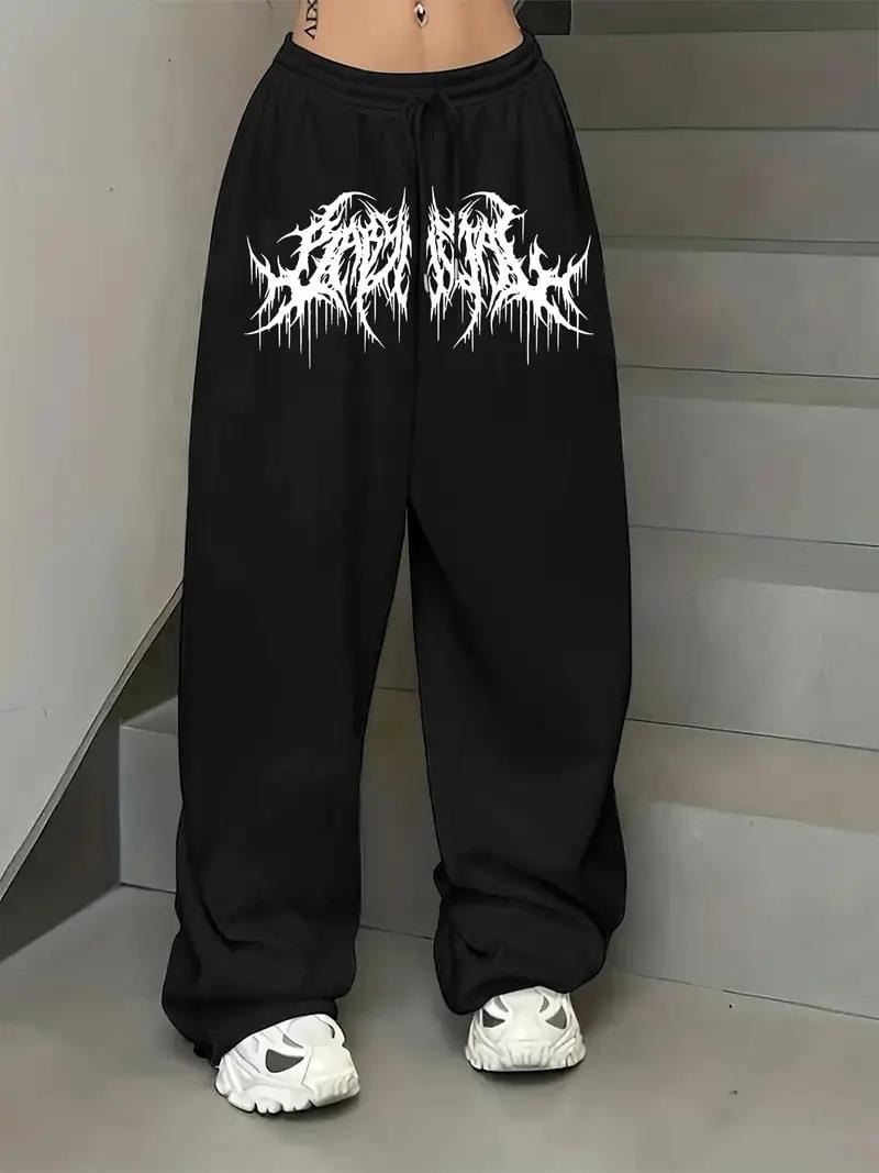Sokak Tarzı Gothic Baskılı Unisex Baggy Eşofman