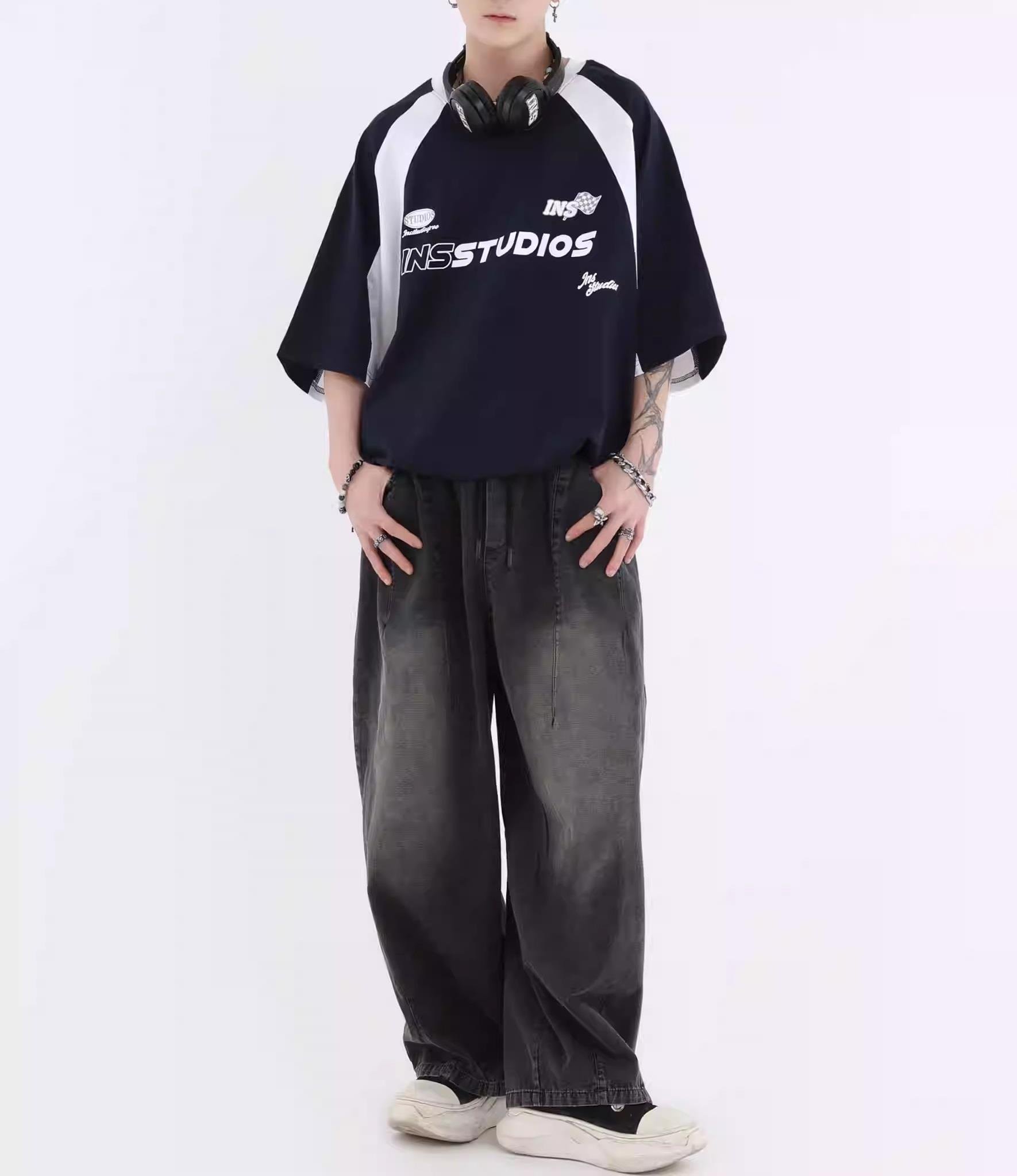 Sokak Tarzı Iny Studio Siyah Unisex Oversize T-shirt