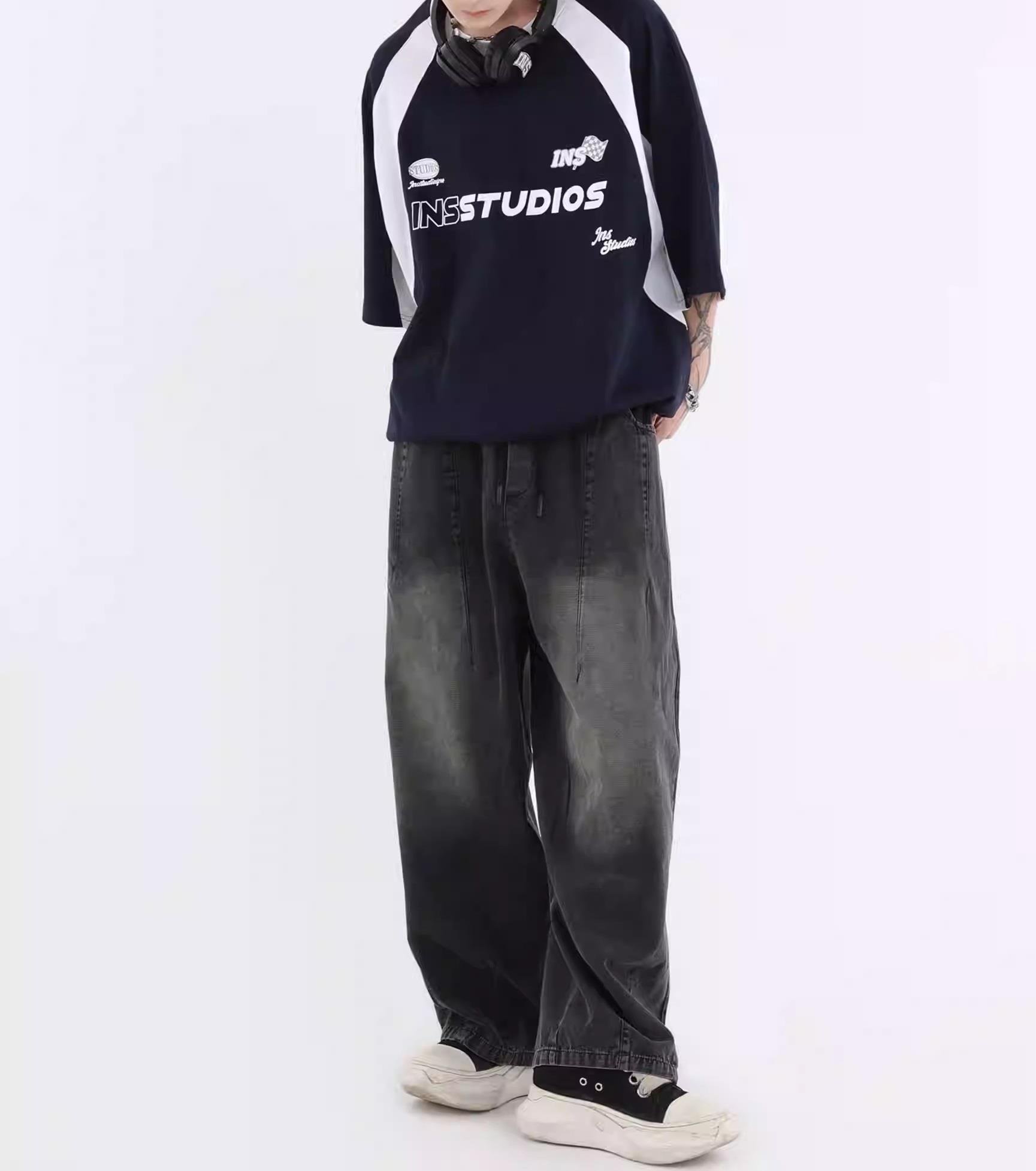 Sokak Tarzı Iny Studio Siyah Unisex Oversize T-shirt
