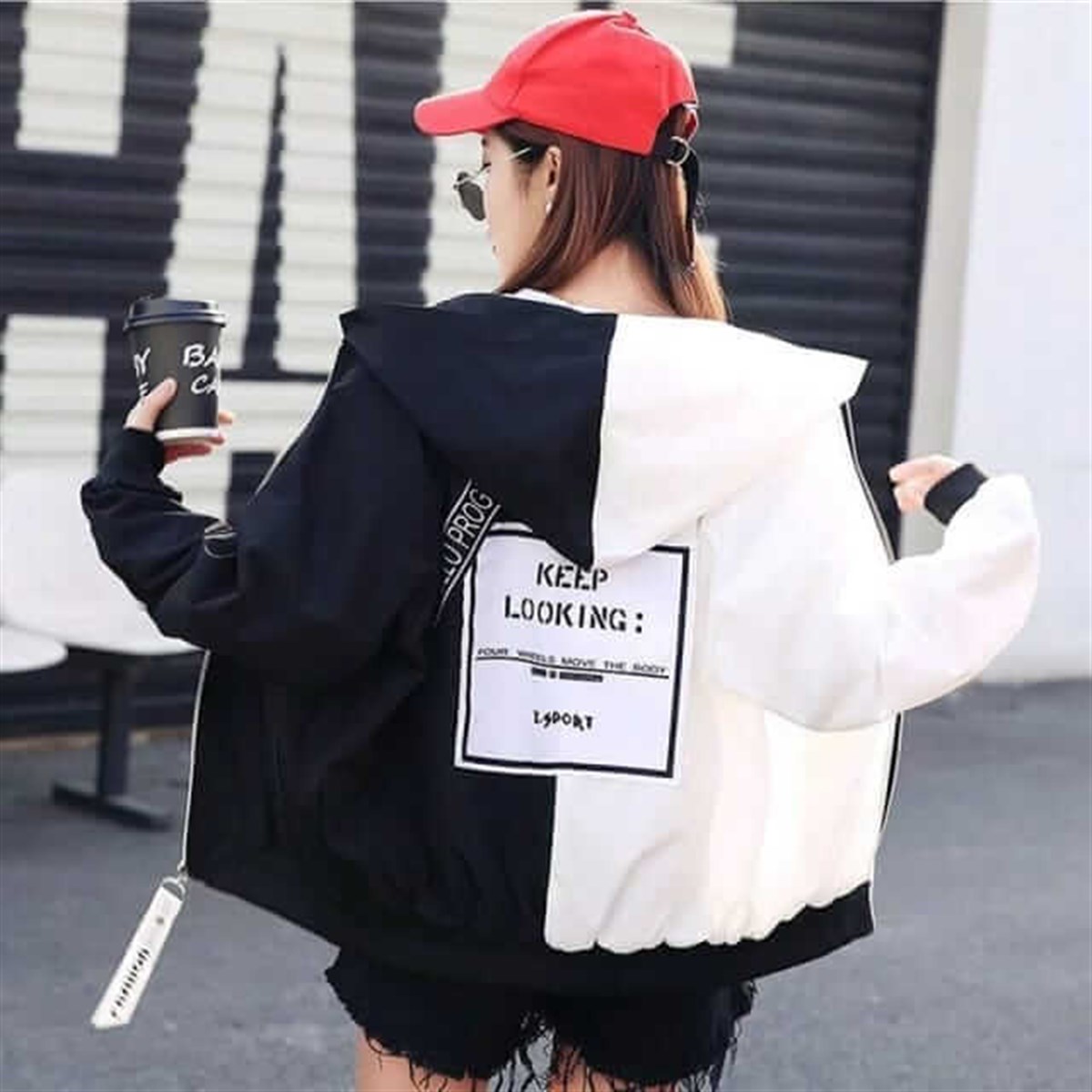 Sokak Tarzı Keep Looking Unisex Çift Renk Hırka
